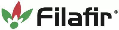 Logotipo de Filafir con hojas verdes y rojas a la izquierda